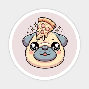 Pug Dog Eating Pizza Magnet